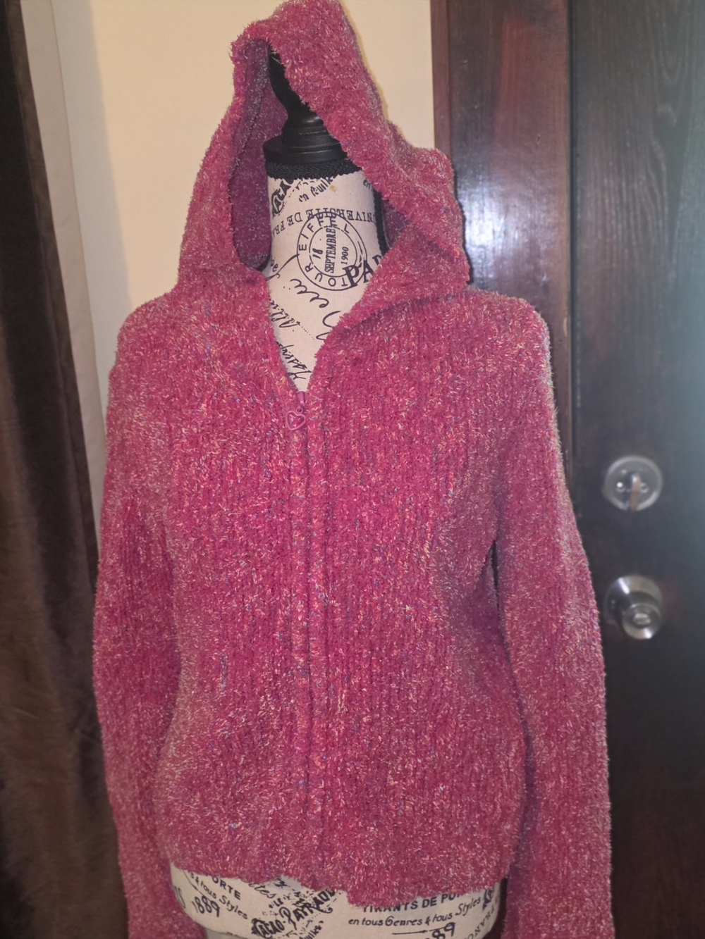 Energie Women's Hooded Zip-Up Cardigan - Raspberry Pink XL